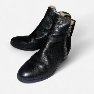 3.1 Philip Lim Black Leather Shearling Alexis Ankle Boots Sz 5